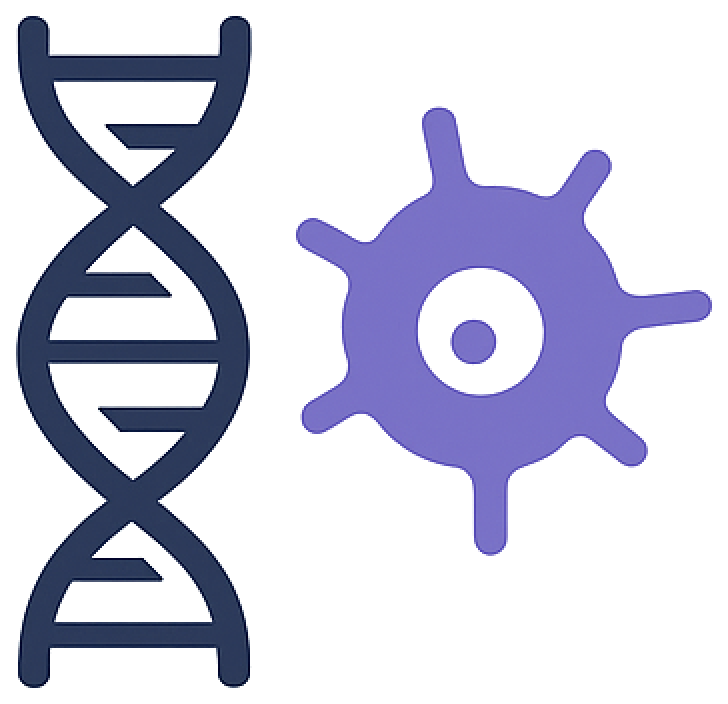 DNA helix and glioblastoma-like cell icon