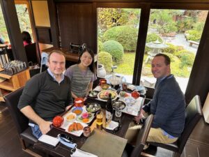 Arial, Nick and Stephane enjoy a nice Japanese lunch just outside Kyoto.